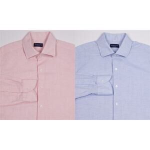 Proper Cloth Lot of 2 Custom Made Cotton Linen Button-Up Shirts Slim Medium